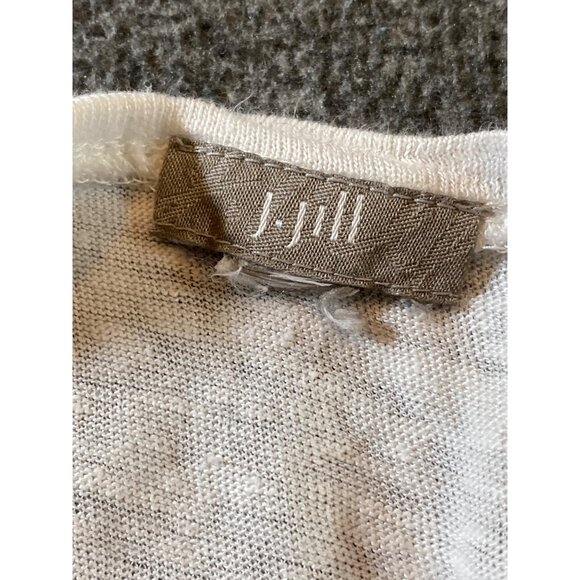 J Jill Linen White T Shirt Tee Top Rolled SS Women No Size Tag - Picture 7 of 10